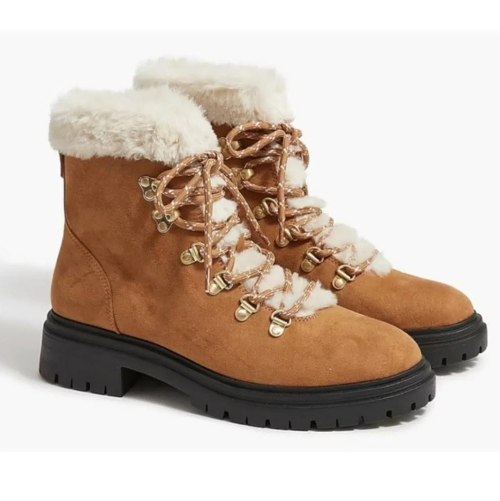 NWT J. Crew Faux Fur Winter Hiking Boots